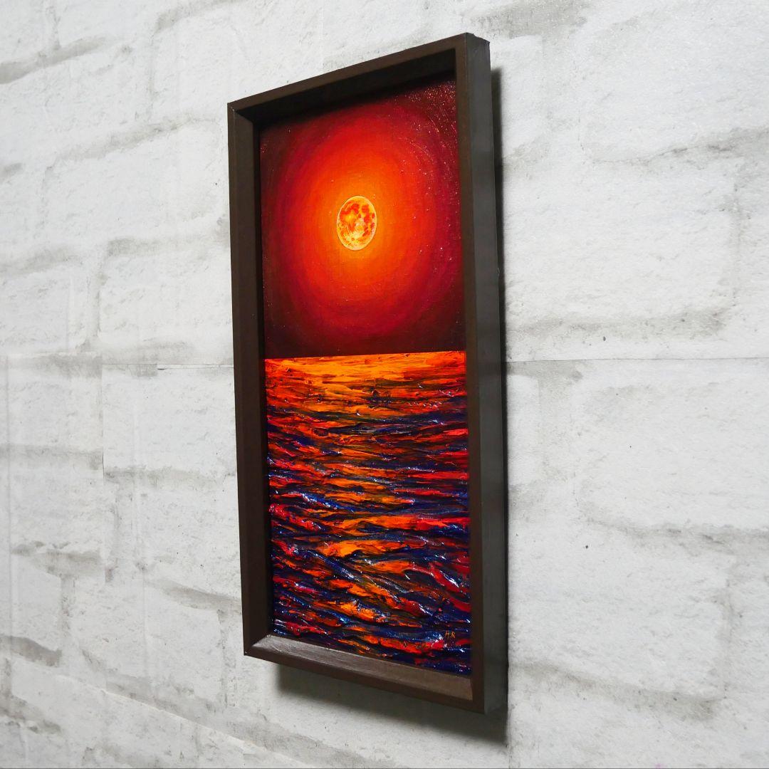 油絵 油彩 油彩画 絵 絵画 長方形ミニ絵画【神秘的な夜】