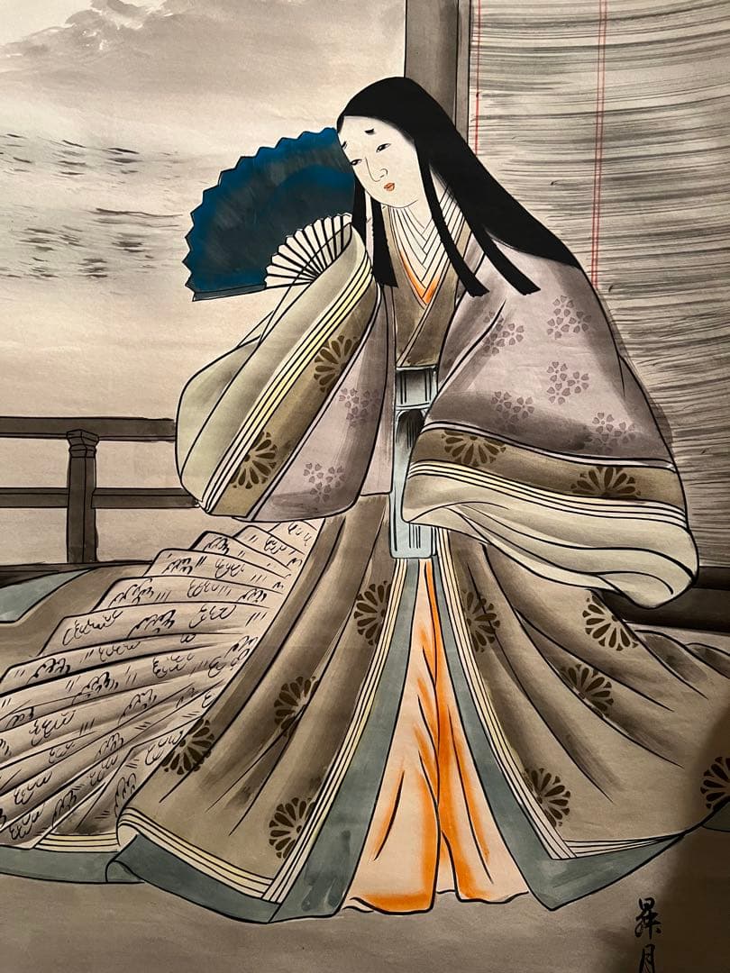 掛軸　美人絵　本仕立て　清少納言　肉筆