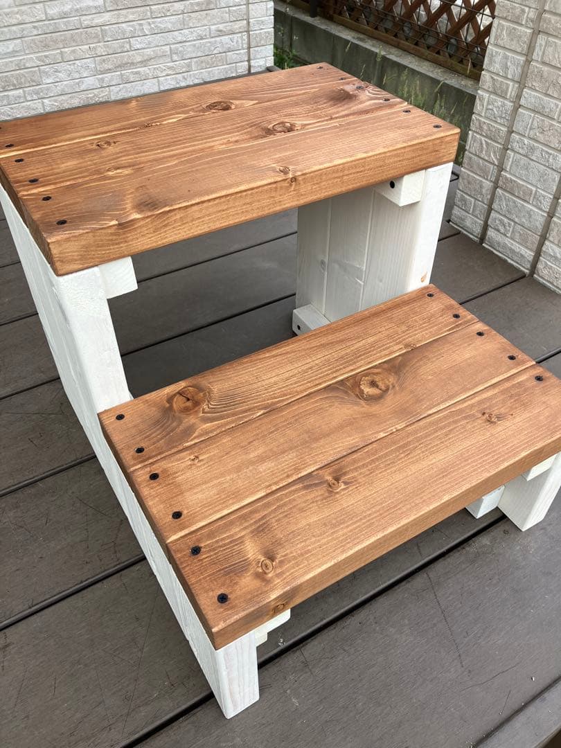 ハンドメイド　ステップ台　ホワイト