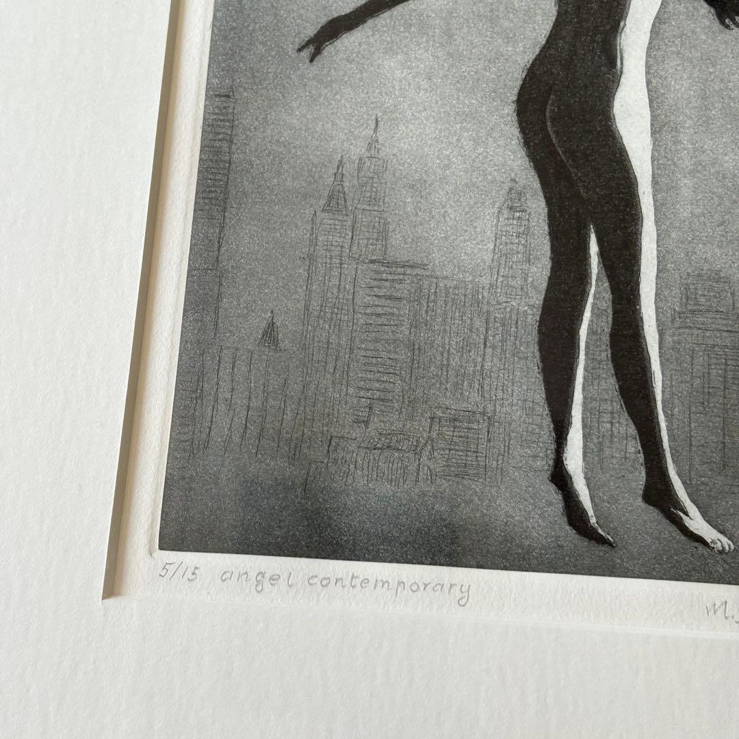 銅版画 M.Tomono 5/15 額装 angel contemporaryB