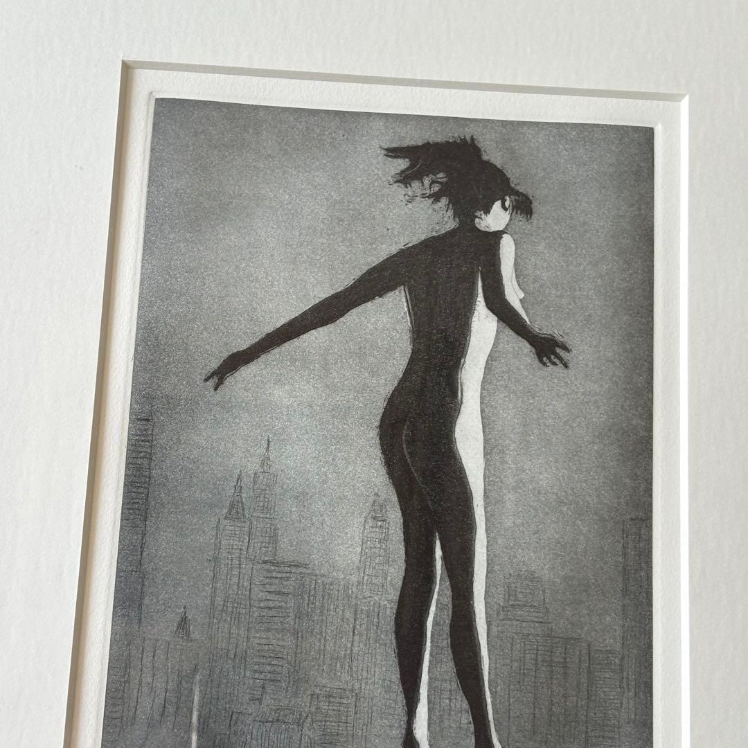 銅版画 M.Tomono 5/15 額装 angel contemporaryB