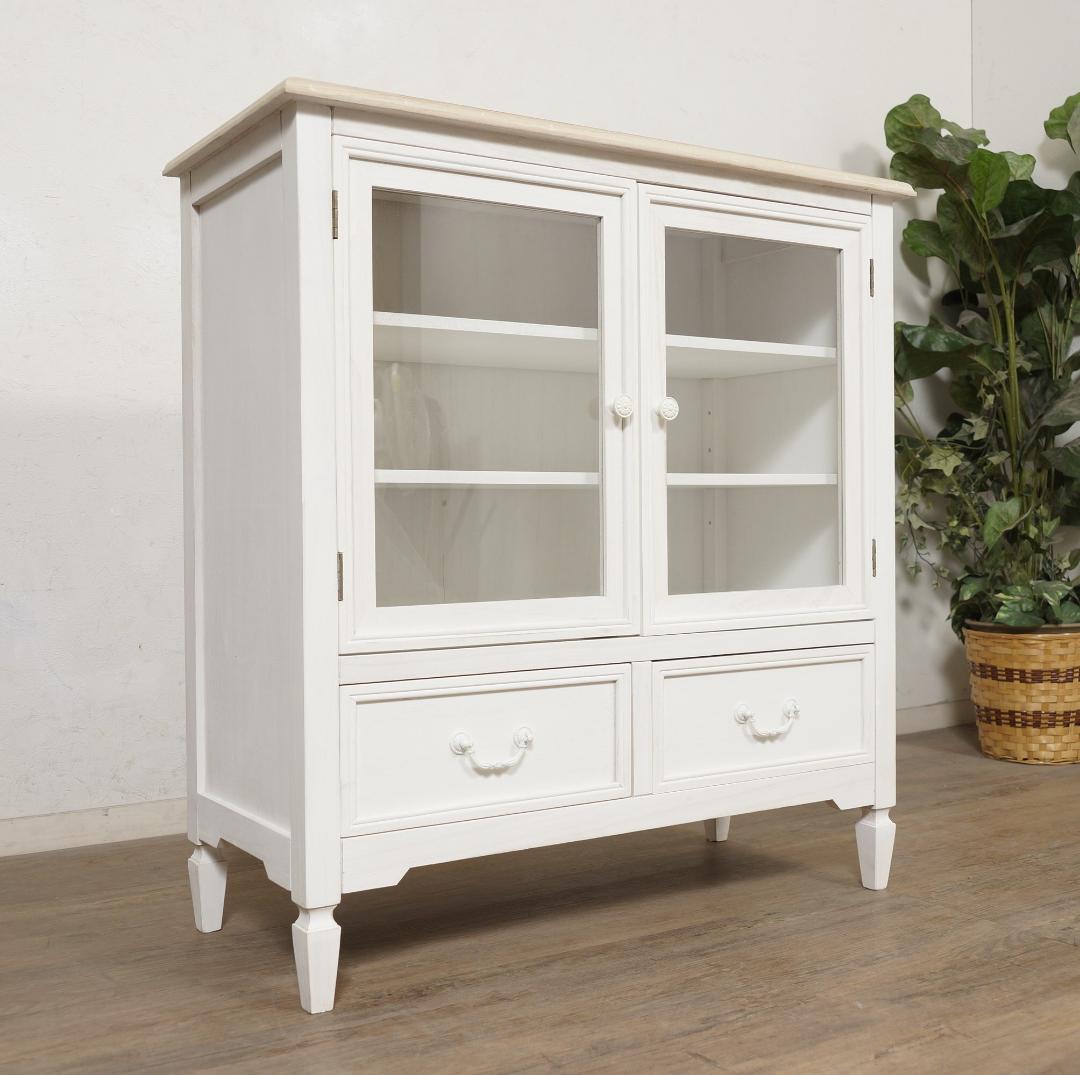 ブロカントシリーズ　アンティーク調　キャビネット　食器棚　シャビー