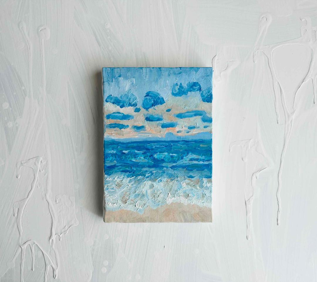 16×23㎝「朝の海６」油彩・原画・サムホール