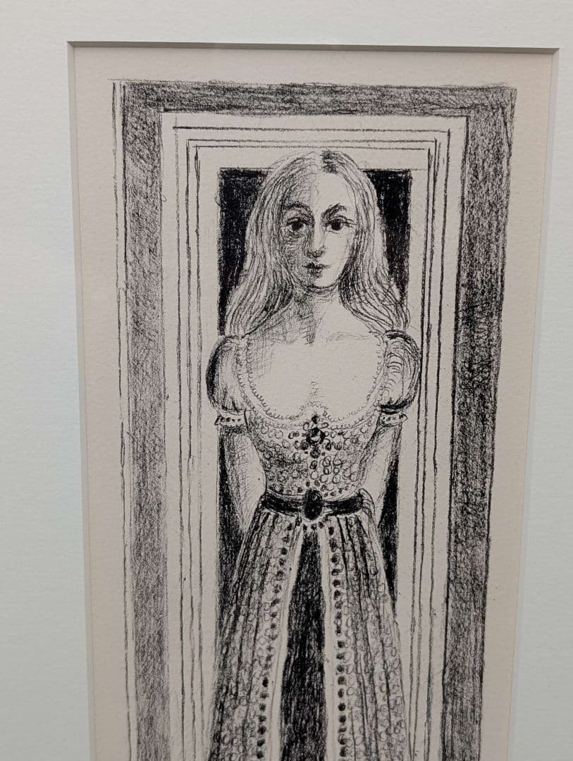 Paul Delvaux ポール・デルヴォー 石版画 「着衣のナイス」【額縁付】