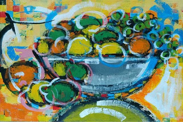 油絵 絵 絵画 インテリア uF6-061604 静物 果物 花瓶