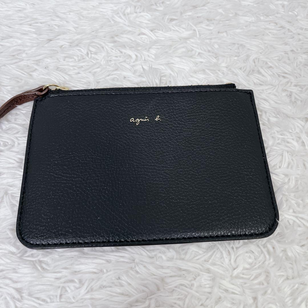 アニエスベー 2way レザーショルダーバッグ　ブラウン　チャーム ポーチ付