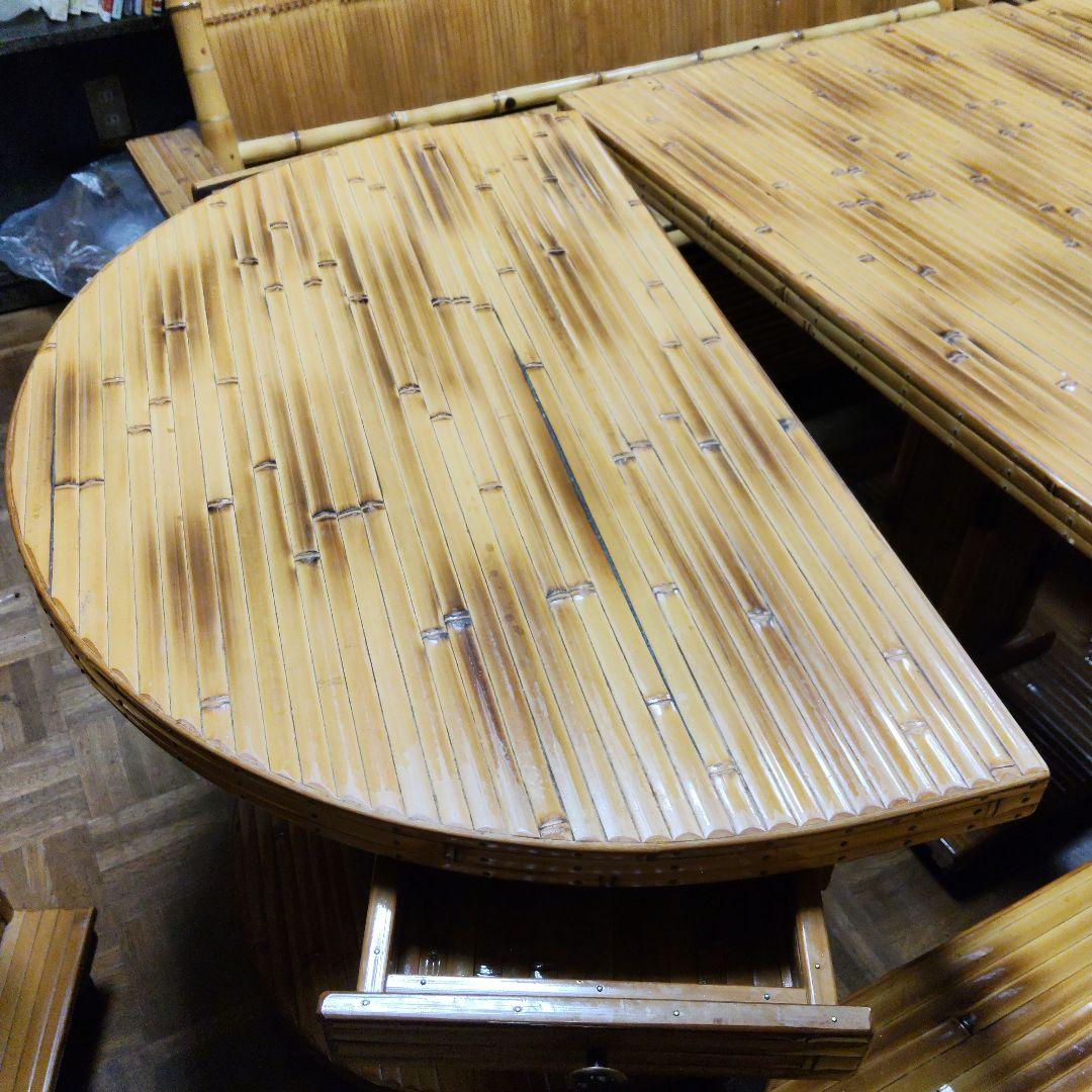 梅里竹芸　竹製キャスター付き　テーブル