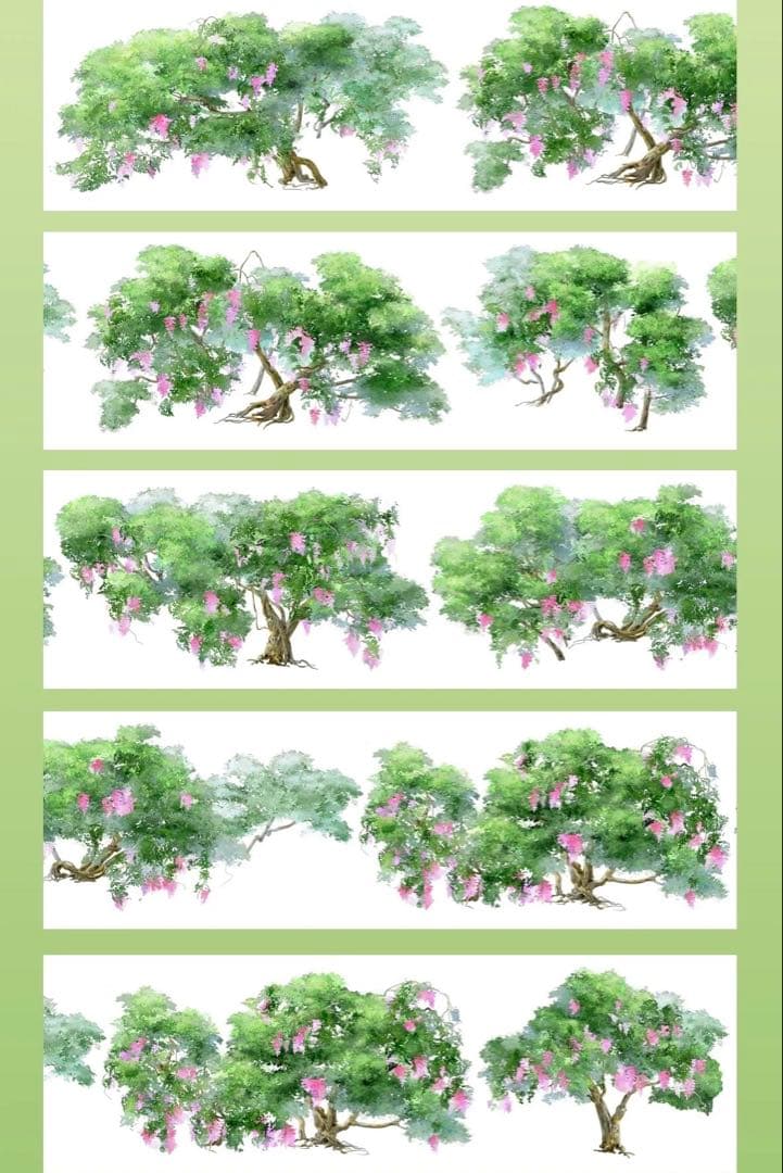 【9039】海外　マステ　5m巻　PETマスキングテープ　藤　木　装飾系