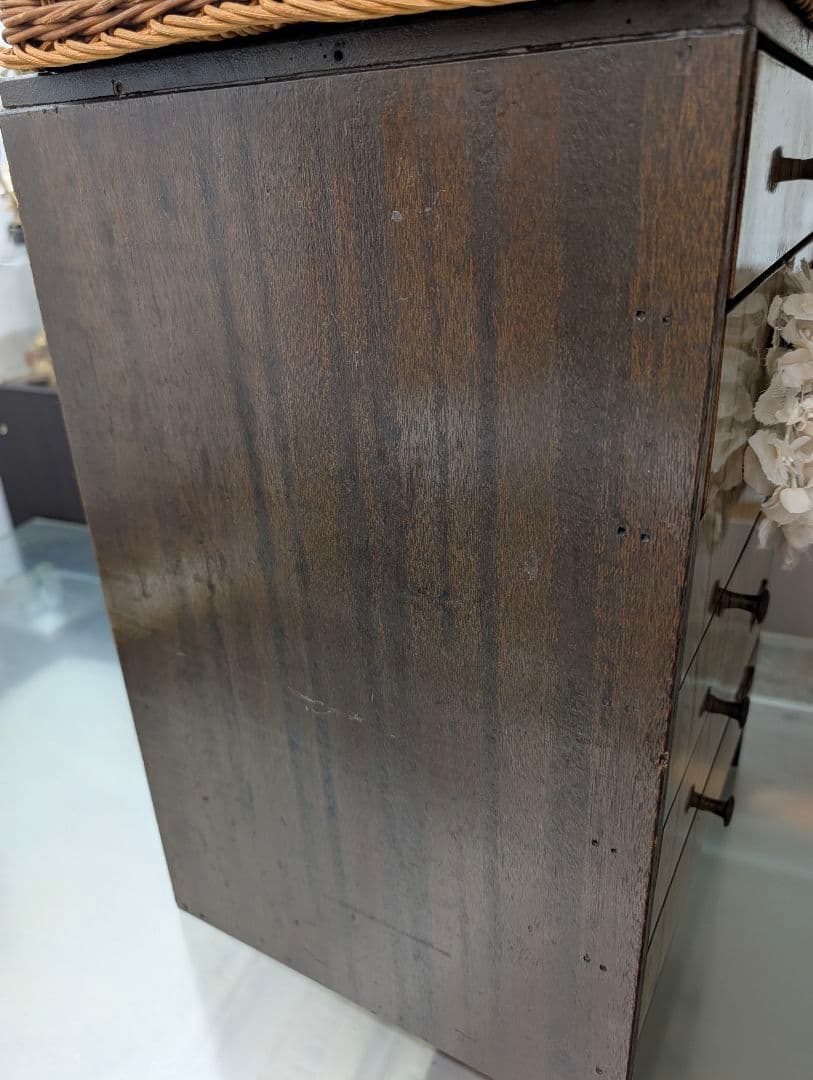 昭和ヴィンテージ✨️ネームプレート付き 木製 6段引き出し チェスト　古道具