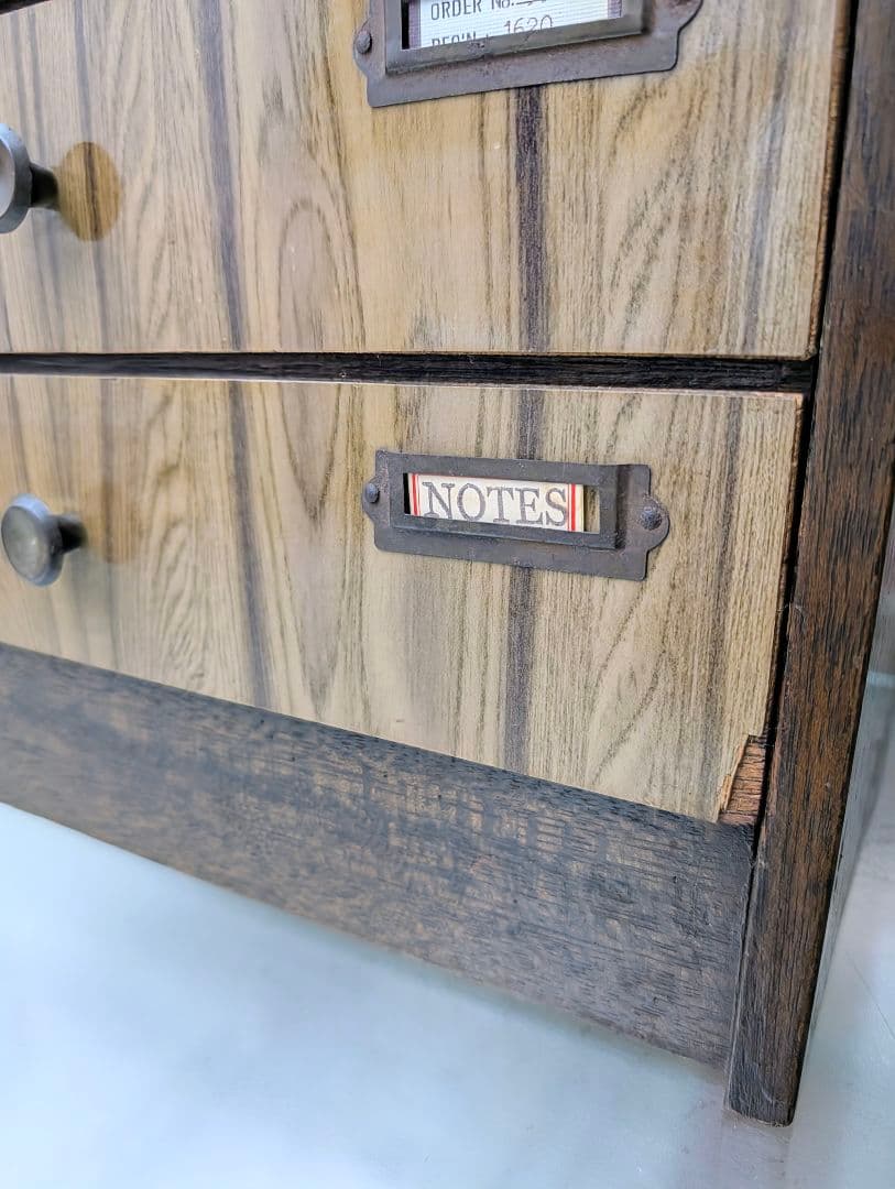 昭和ヴィンテージ✨️ネームプレート付き 木製 6段引き出し チェスト　古道具