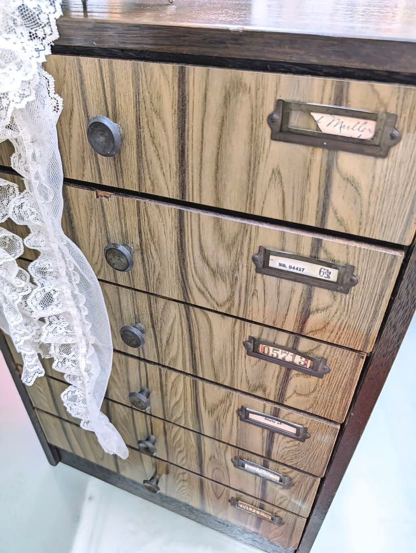 昭和ヴィンテージ✨️ネームプレート付き 木製 6段引き出し チェスト　古道具