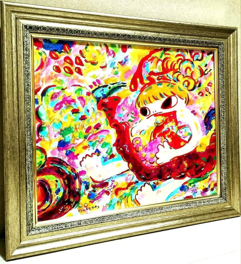 【SALE】［F8号］ロッカクアヤコ/肉筆/手描き/表裏サイン有/アクリル/油彩