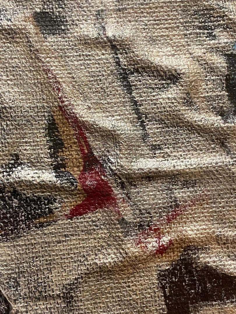 「真作」須田剋太「抽象記号」抽象画　油彩画　額装　サイン有り　F10号