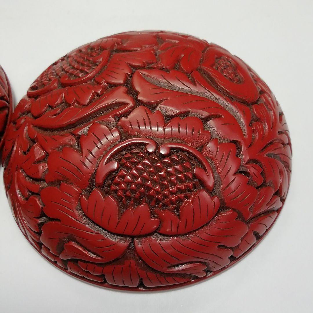 Ｓ５５８　香合　『堆朱　牡丹絵　香合』『三野原晃一作』　共箱　茶道具