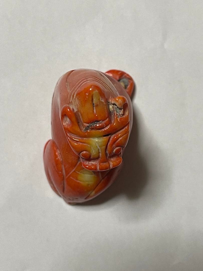 山珊瑚？珊瑚獅子の彫刻 置き物