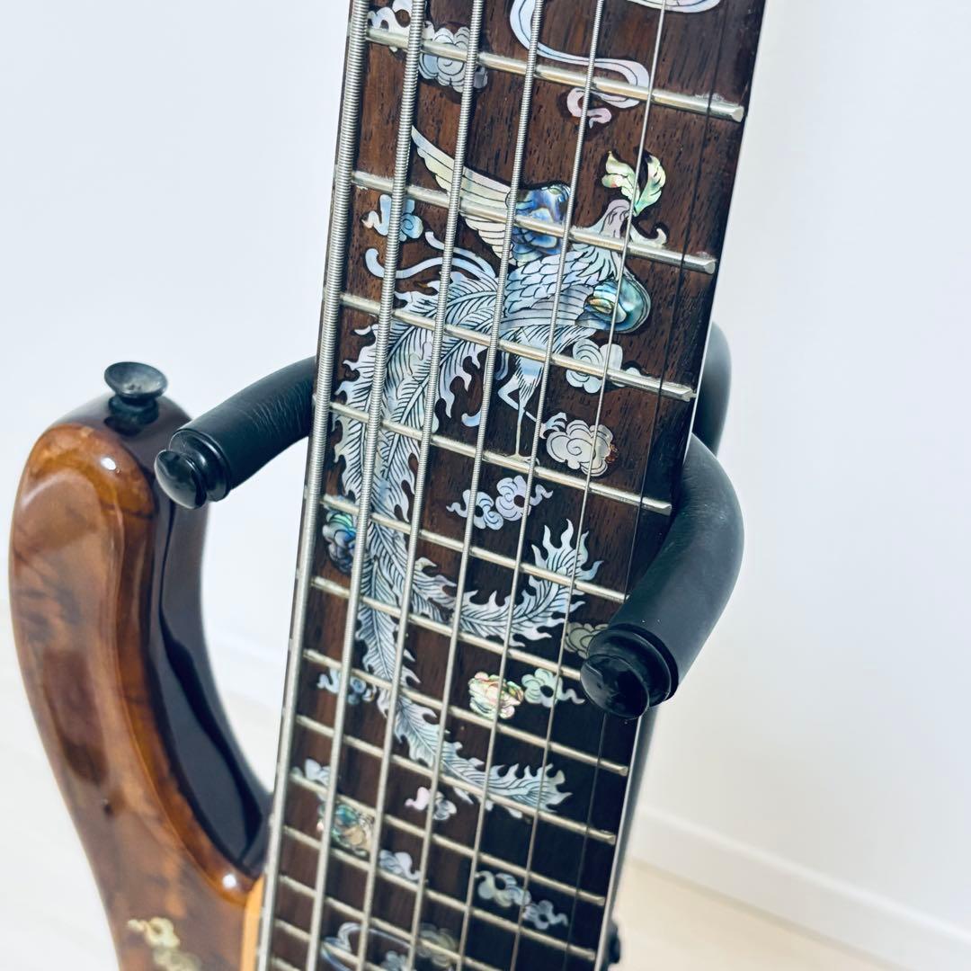 稀少【7弦ベース】美麗インレイ龍モチーフ 7弦　音出しOK トラス調整余裕あり