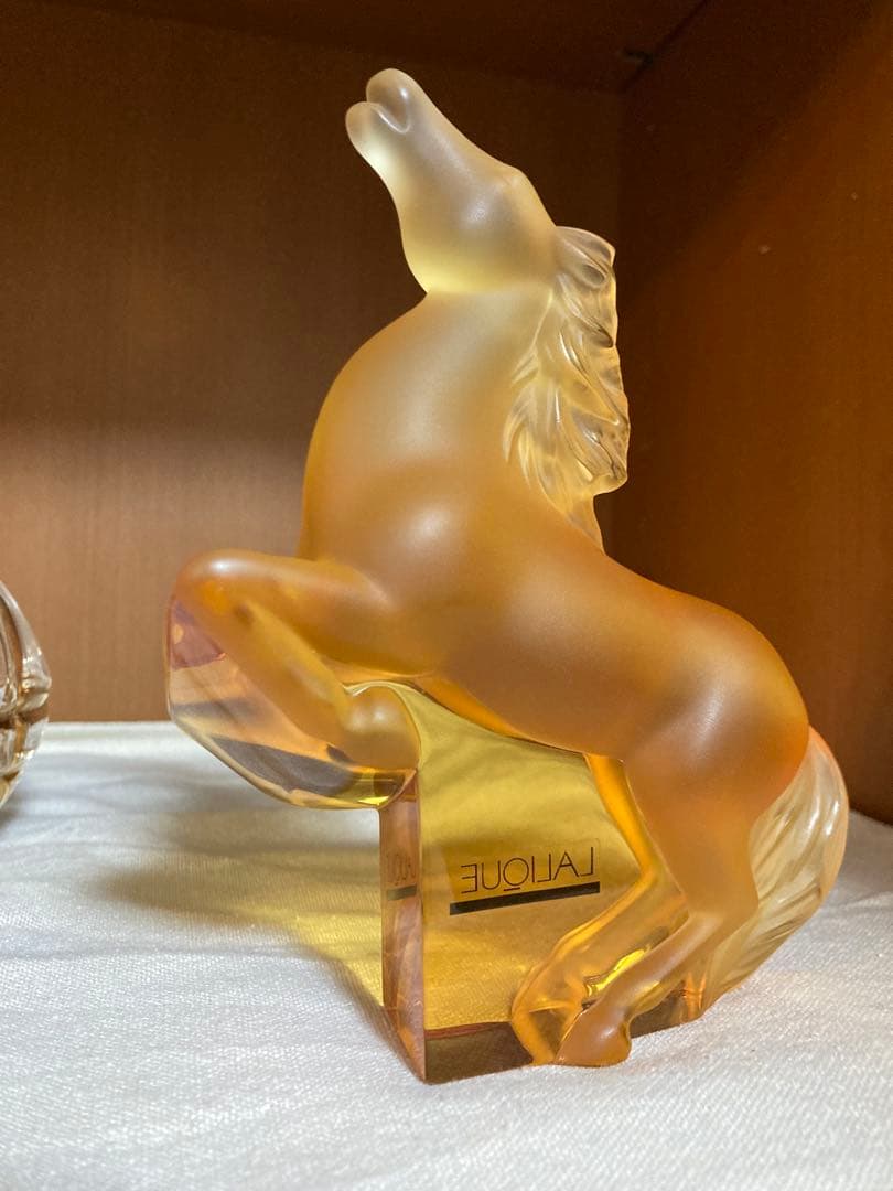 ラリック　馬　置物　アンバー　琥珀