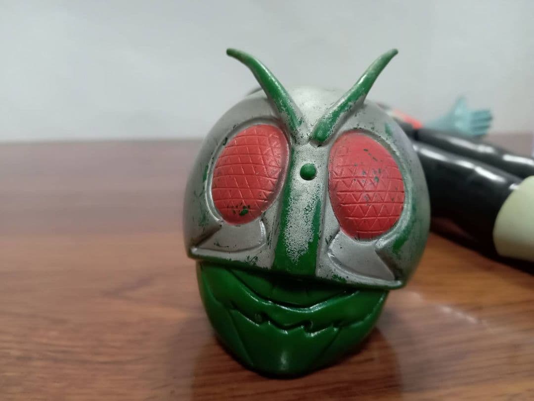 【美品完品】旧バンダイ　仮面ライダー　1号　面取れ　マスク取れ　ソフビ