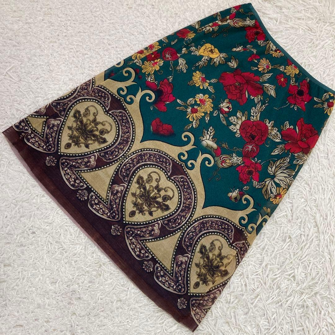 VIVIENNE TAM 花柄スカート グリーン XS モダン 華やか オシャレ