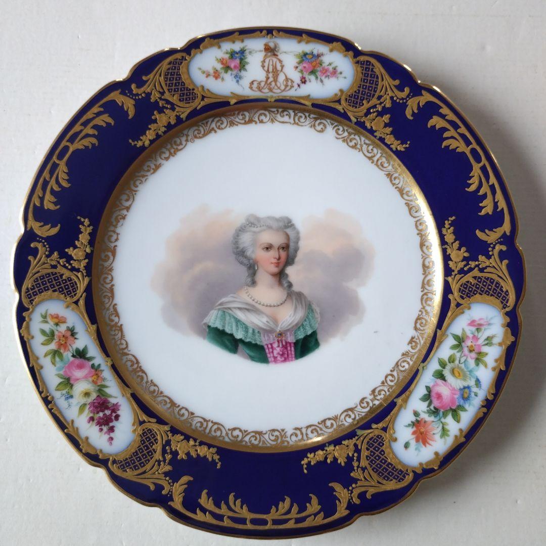 セーブルスタイル　絵皿　マリー・アントワネット