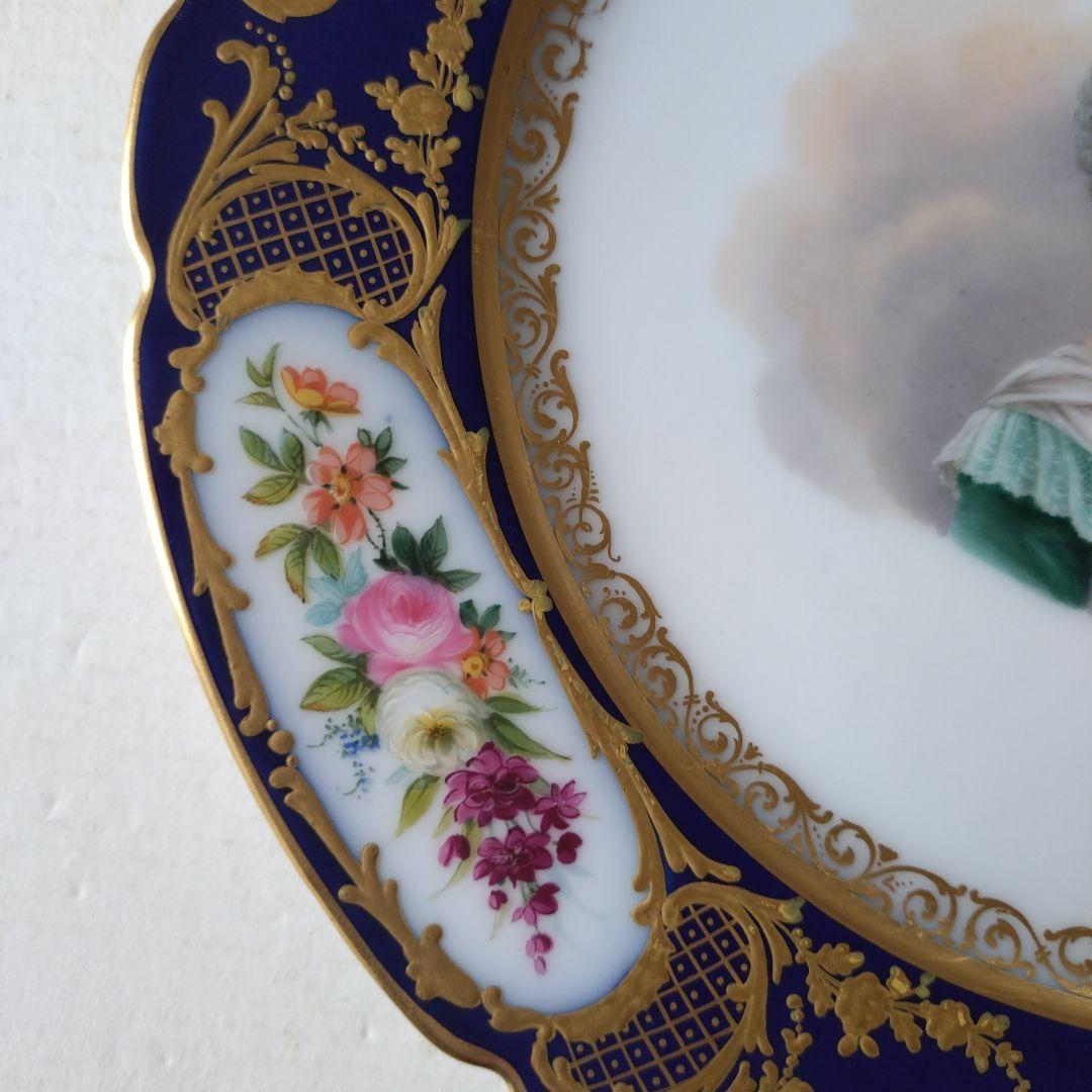 セーブルスタイル　絵皿　マリー・アントワネット