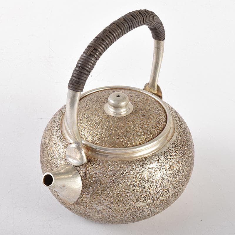 煎茶道具　錫半製　本錫　急須　湯沸し　約337g　時代箱付　M　R5063