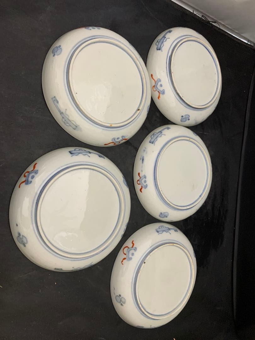 古伊万里　六寸皿　径18㎝　色絵金彩　器　5枚