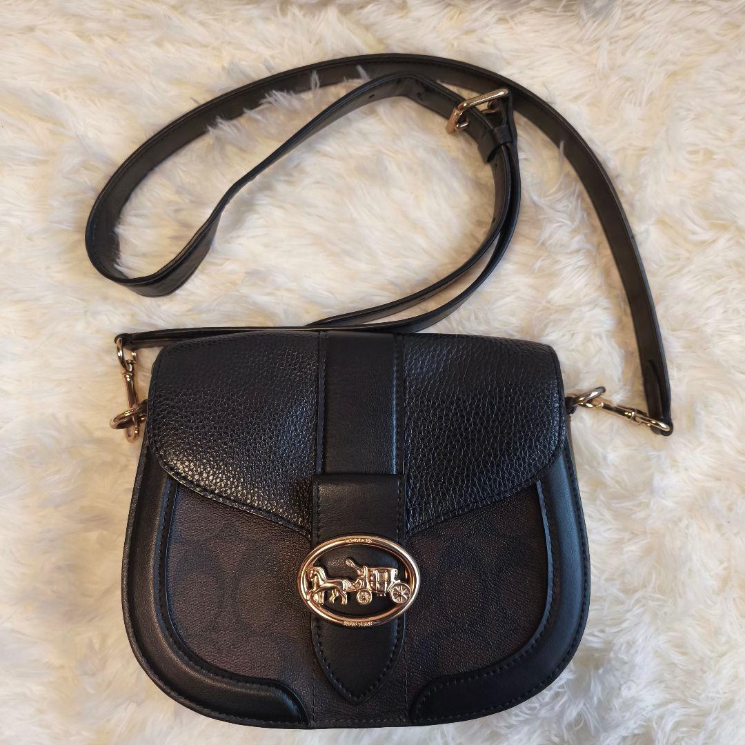 COACH ジョージー サドルバッグ シグネチャー 2way 黒