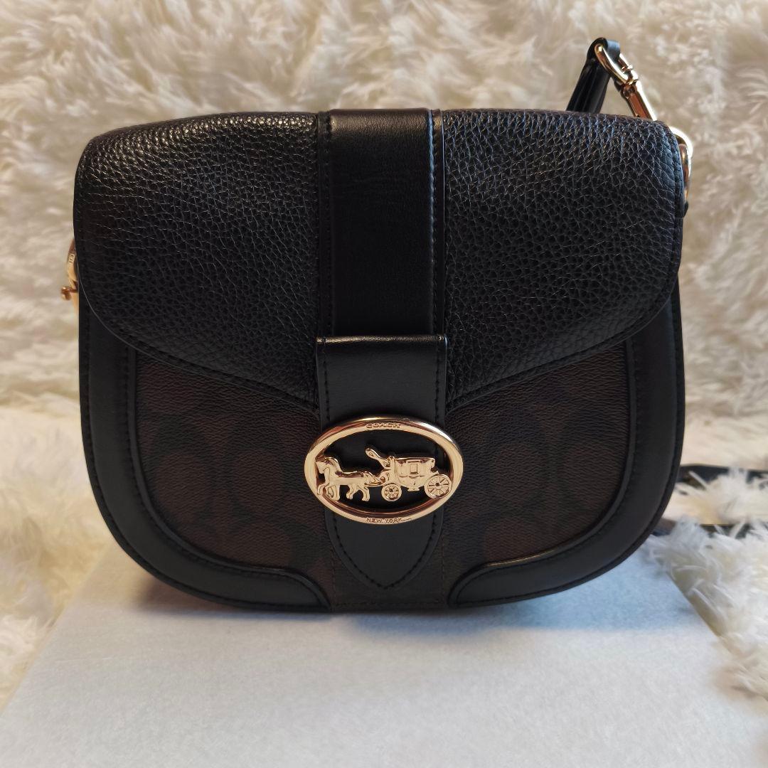COACH ジョージー サドルバッグ シグネチャー 2way 黒