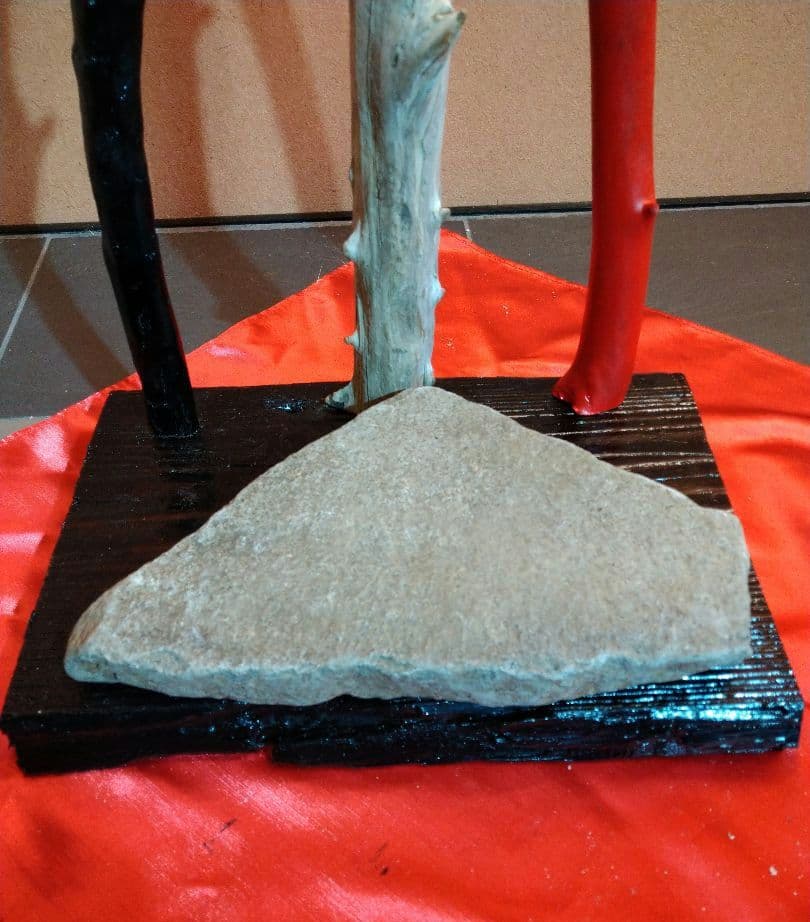 ♥インテリア３色流木・特大平石♥ハンドメード・アレンジ無限大オブジェ置物台セット