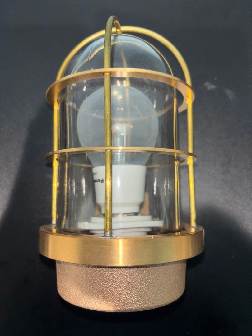 新品　松本船舶　マリンランプ　2号フランジ(ゴールド) 真鍮　LED電球付き