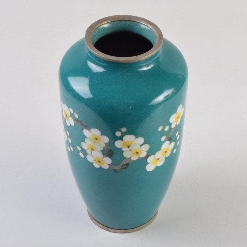 七宝焼　花文　花瓶　V　9050