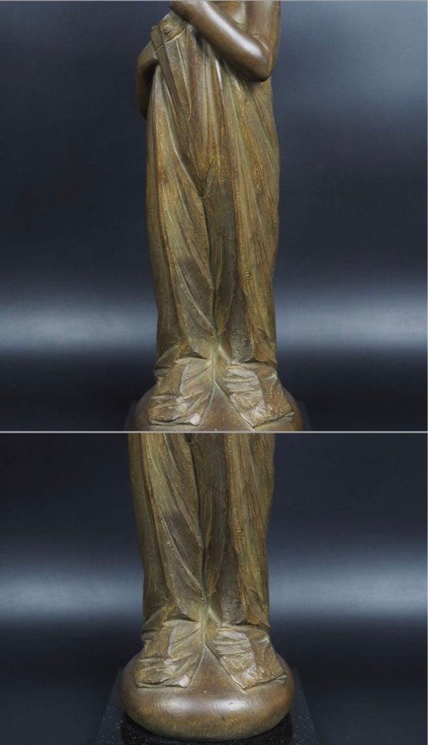 送料無料人気彫刻家加藤豊作愛らしいブロンズ彫刻少女像限定品：10/10 大理石台