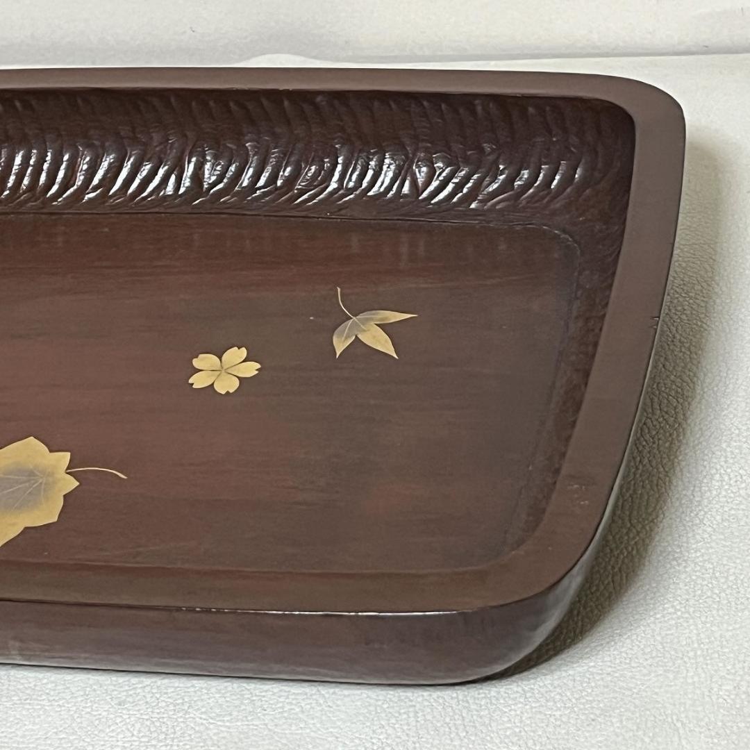 川端近左 蒔絵 煎茶盆 共箱 角盆 茶道具 煎茶道具 【k3496】