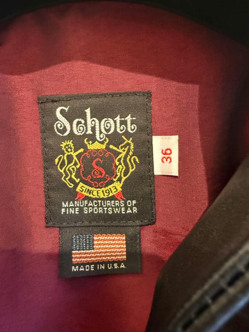 Schott シングルライダースジャケット サイズ36 ブラック