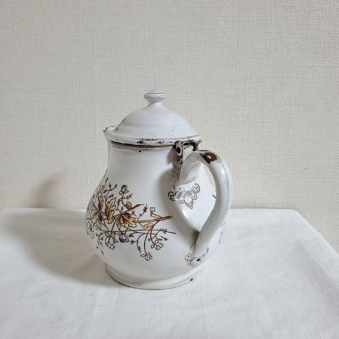 フランスアンティーク　ホーロー　ティーポット