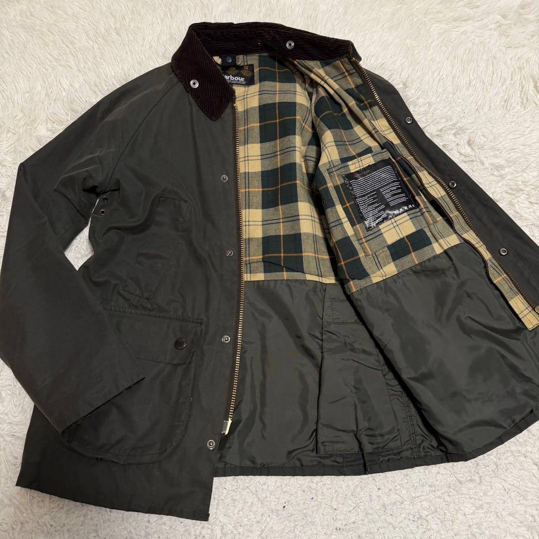 美品Lサイズ相当　バブアー　スリムビデイル　ワックスジャケット　袖リブ　カーキ