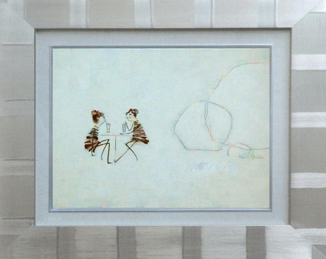 油絵 菅家令子 絵 絵画インテリア額付(銀) F4-081714可 愛い女の子