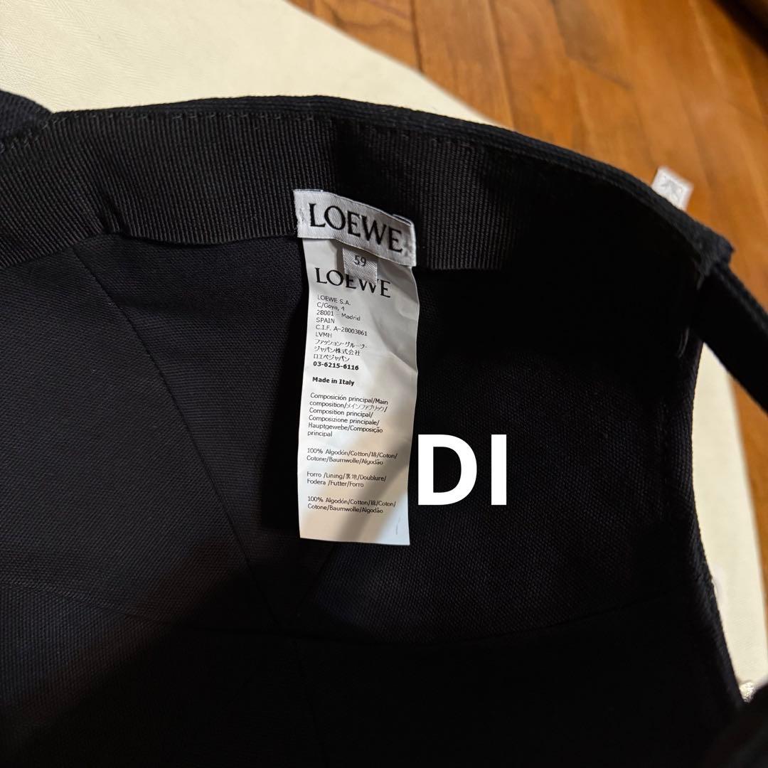 LOEWE ブラック アナグラム キャンバス ベースボールキャップ