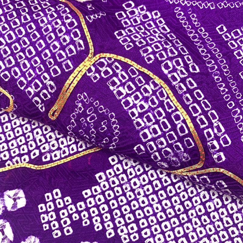 506ag40□七五三 七歳 女児 着物&袋帯 総絞り 金駒刺繍 紫□良好