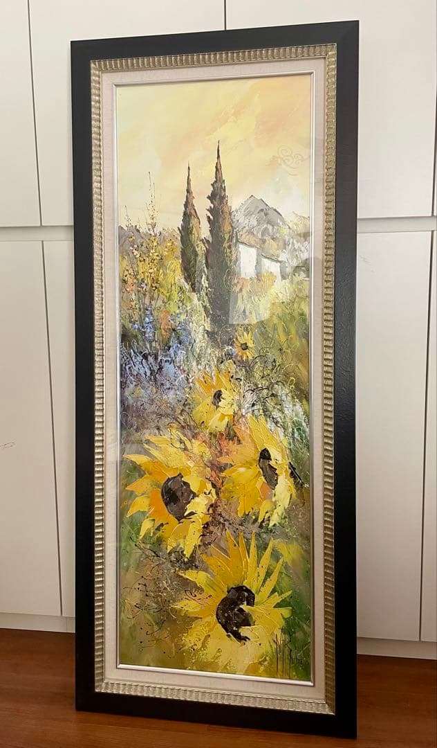 真作 大型油彩肉筆画　マニュエル・リュバロ　『ひまわり』