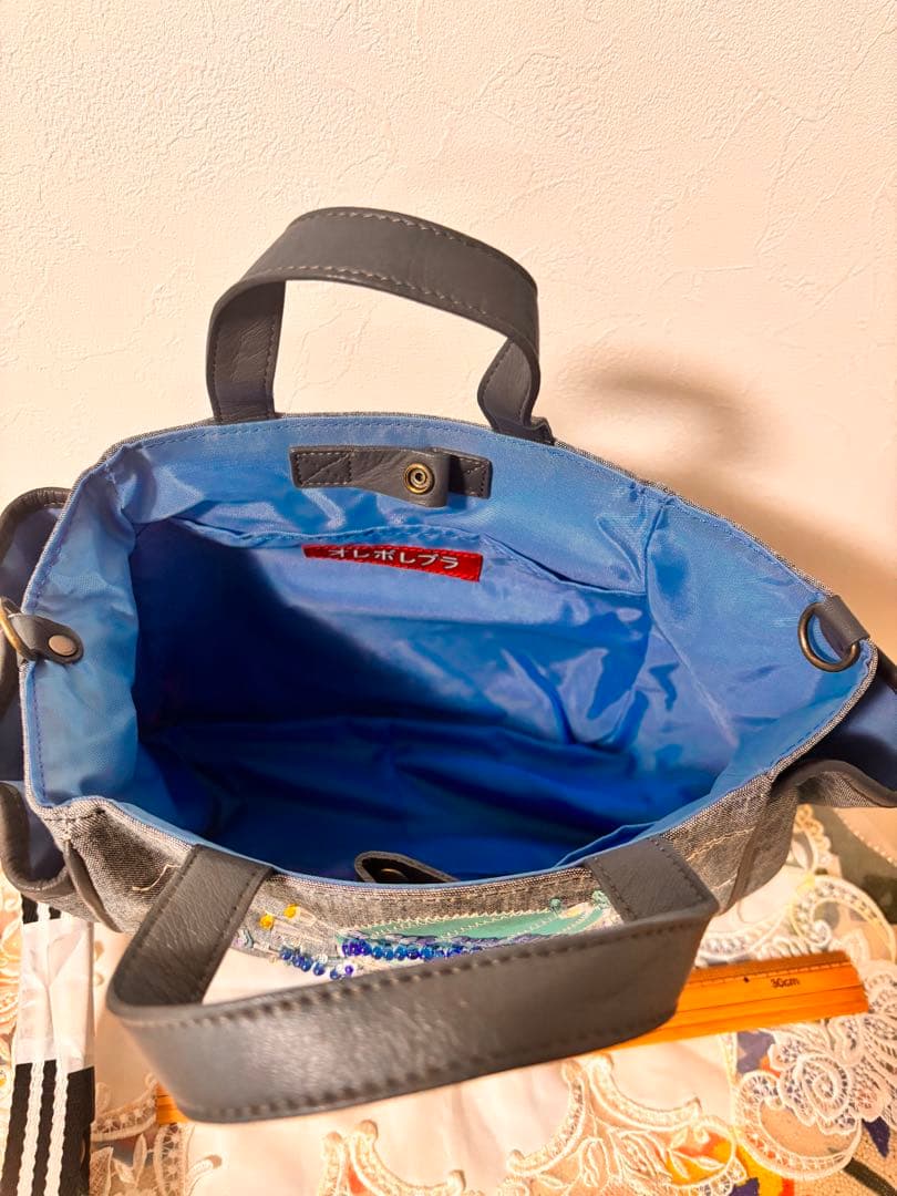 【新品未使用タグ付】アルベロベロ　花クラゲジーンズ生地手提げバッグ