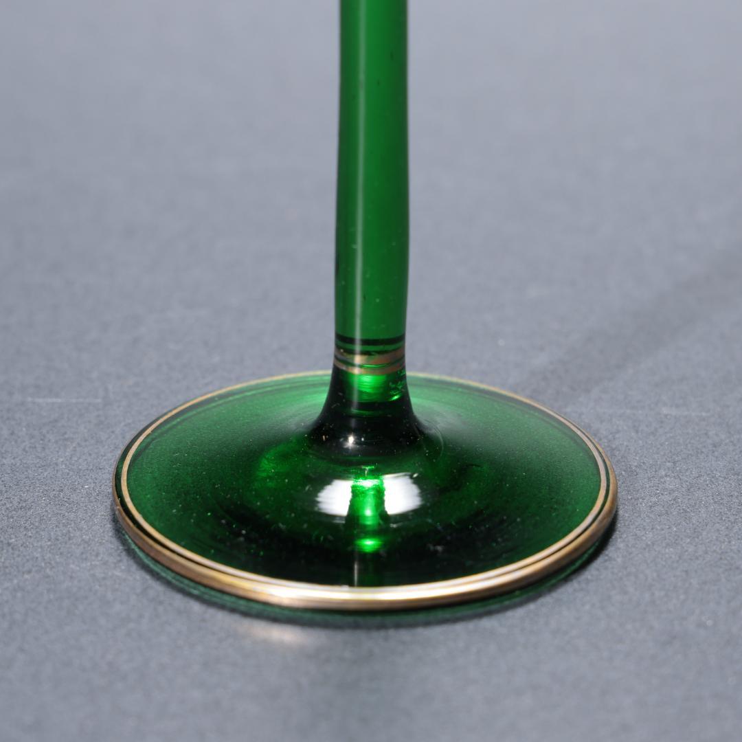 アンティークグラス　リキュールグラス　金彩に緑のステム　R1346ダI