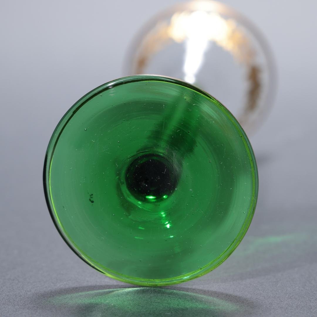 アンティークグラス　リキュールグラス　金彩に緑のステム　R1346ダI