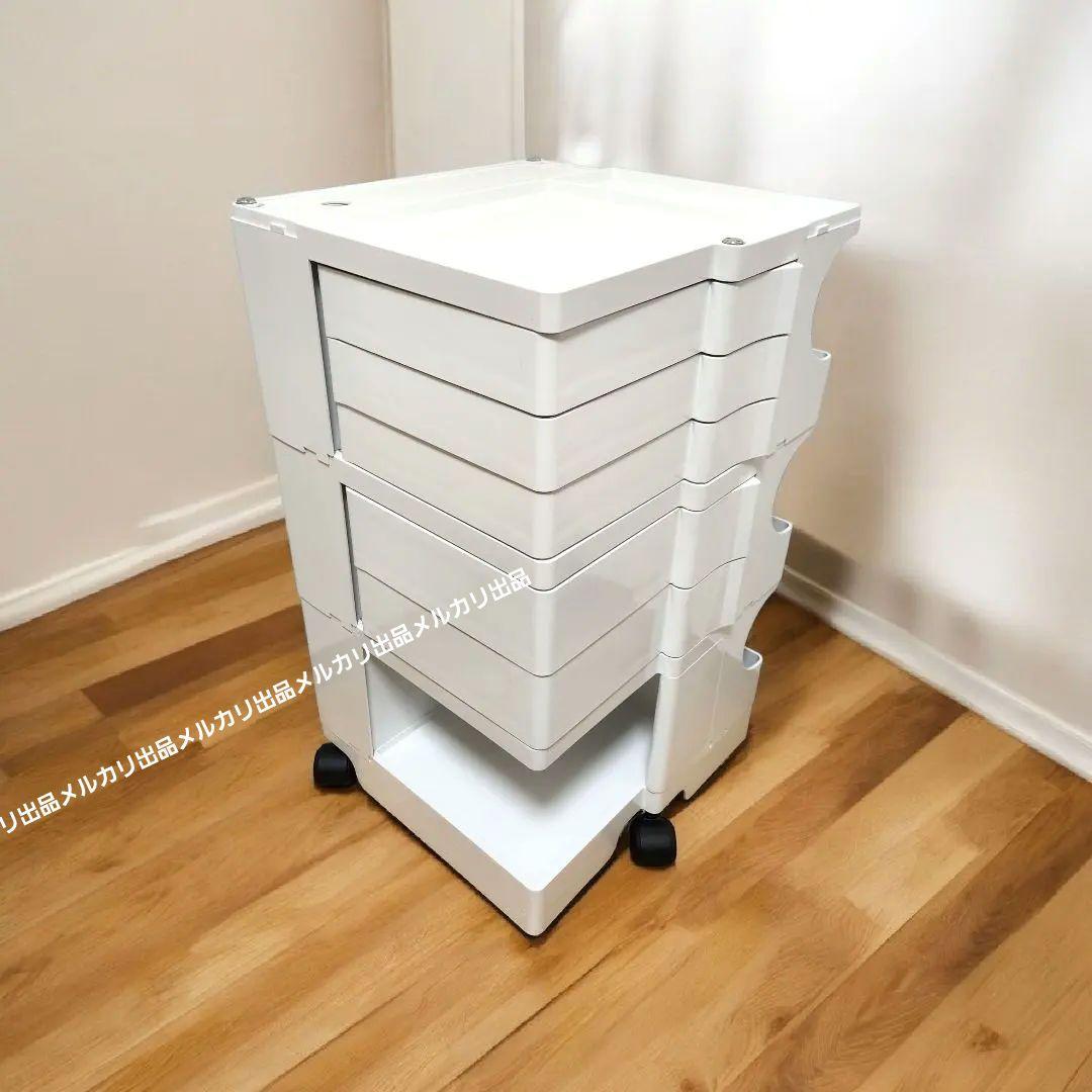 ボビーワゴン B-LINE 3段5トレイ　白　インナートレー２点　天板3ピース