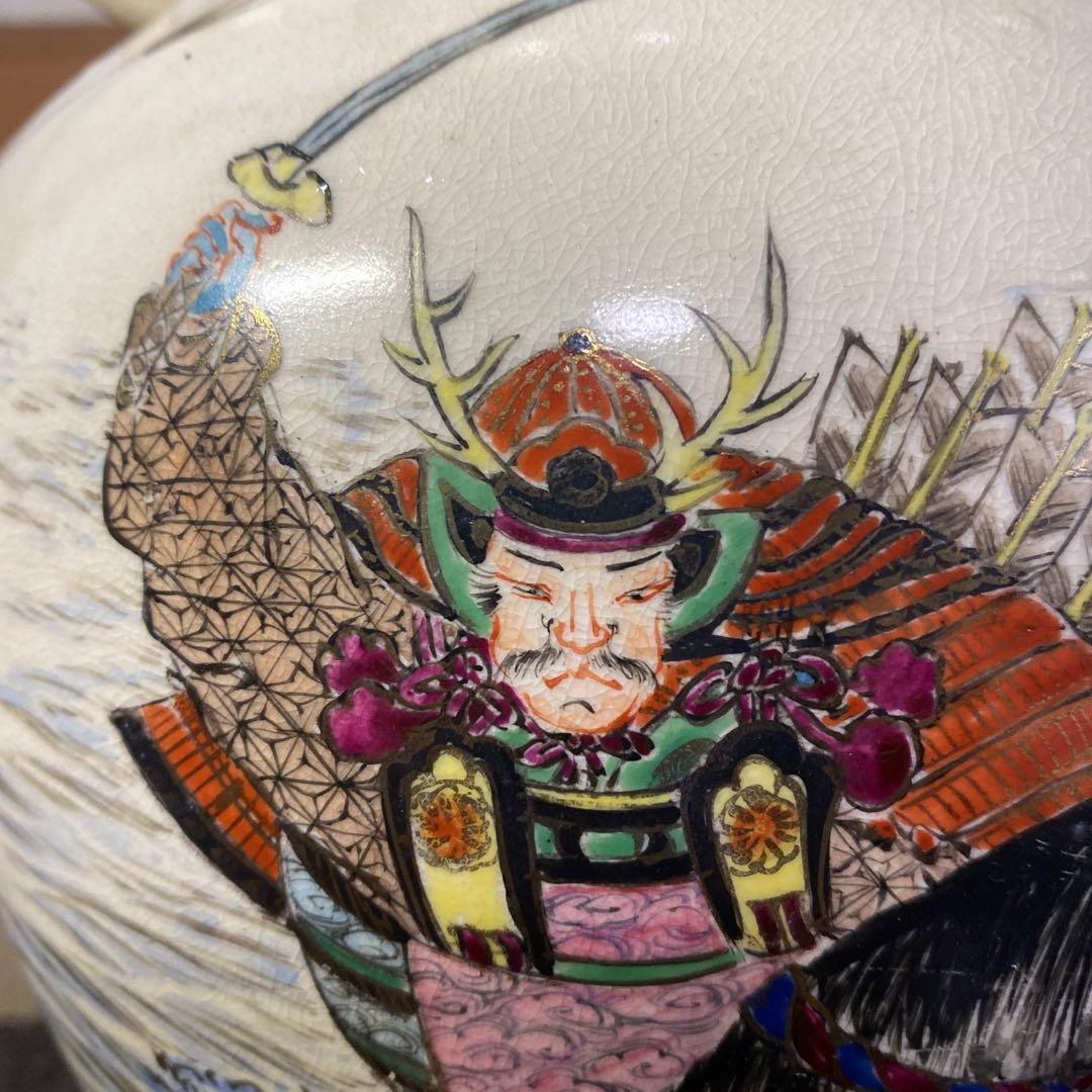 ヨーロッパ輸出里帰り薩摩焼武者図花瓶