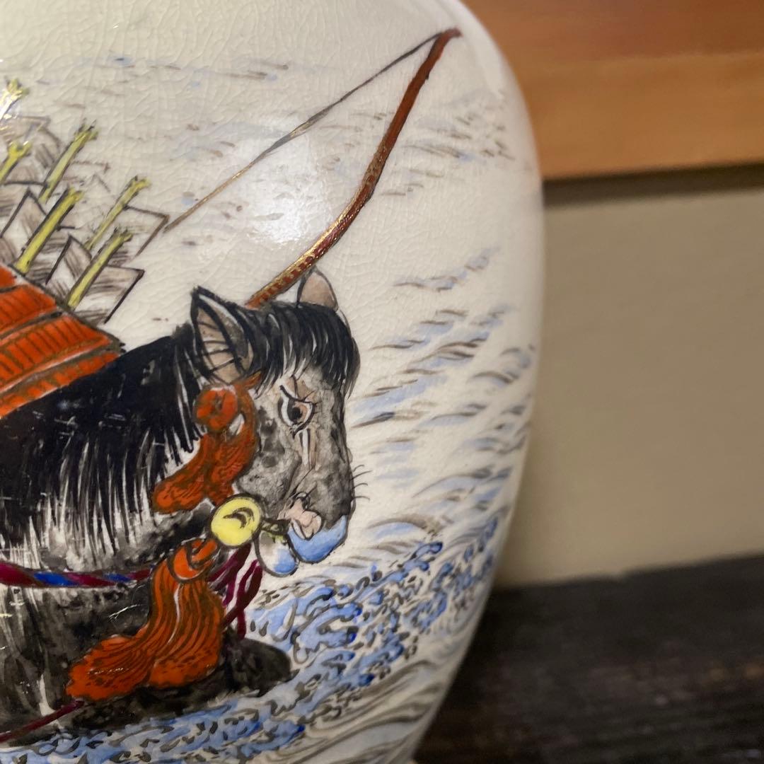 ヨーロッパ輸出里帰り薩摩焼武者図花瓶