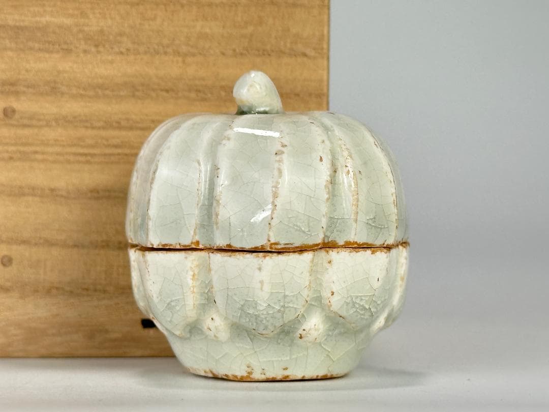 中国美術　宋時代　青白磁　影青　瓜形香合　蓋物　茶道具　時代　唐物　古物　古玩