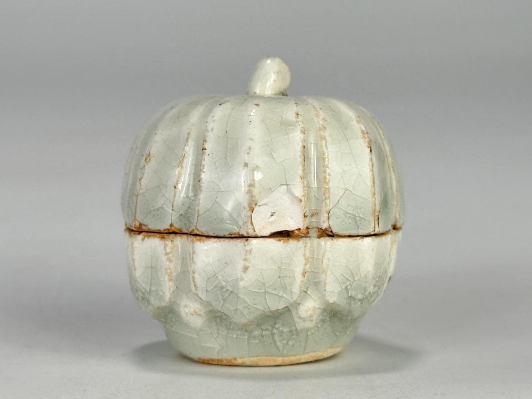 中国美術　宋時代　青白磁　影青　瓜形香合　蓋物　茶道具　時代　唐物　古物　古玩