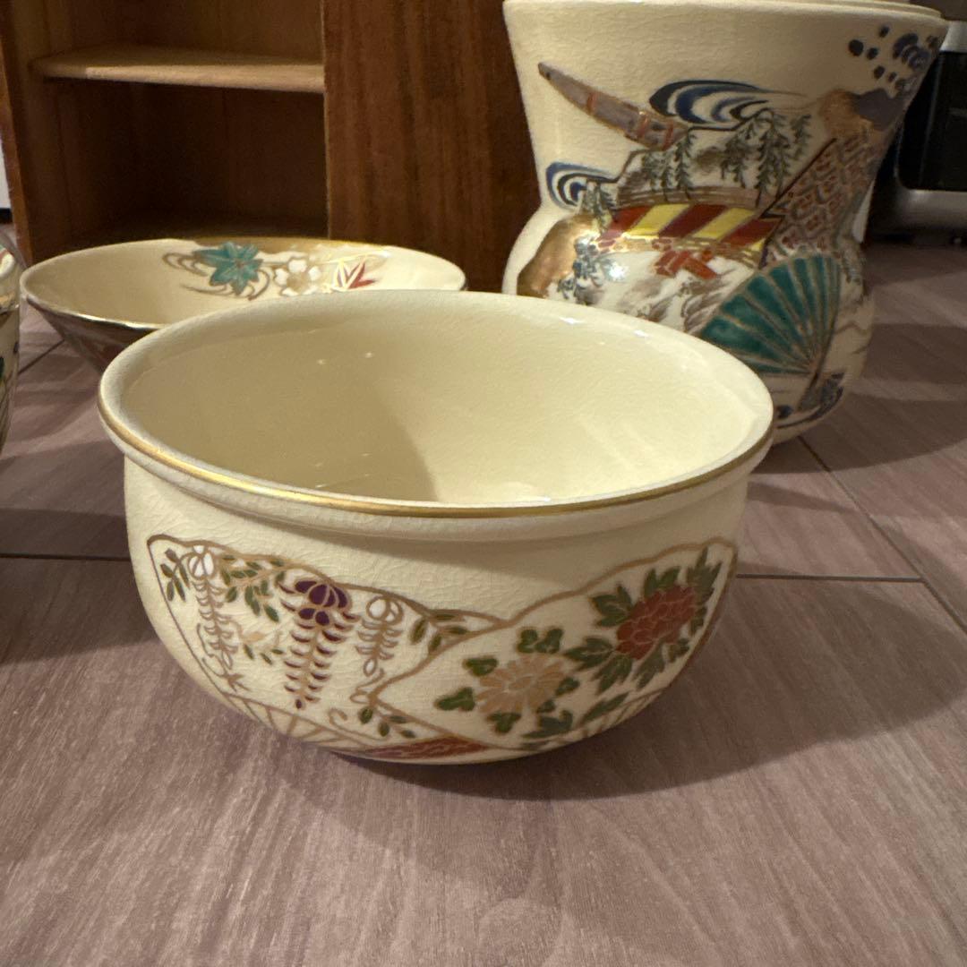 茶道具 茶碗　短柵箱　一式 京焼　平安　仁清　昌山作等